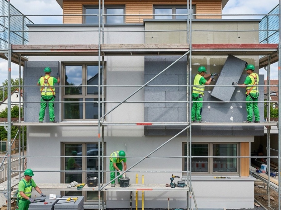 Ravalement avec isolation thermique d'une copropriété