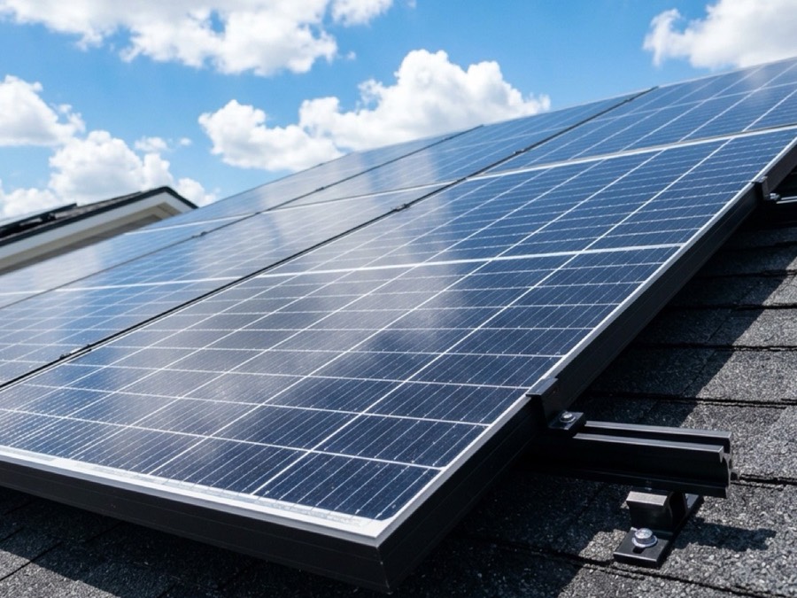 Toiture industrielle équipée de panneaux photovoltaïques